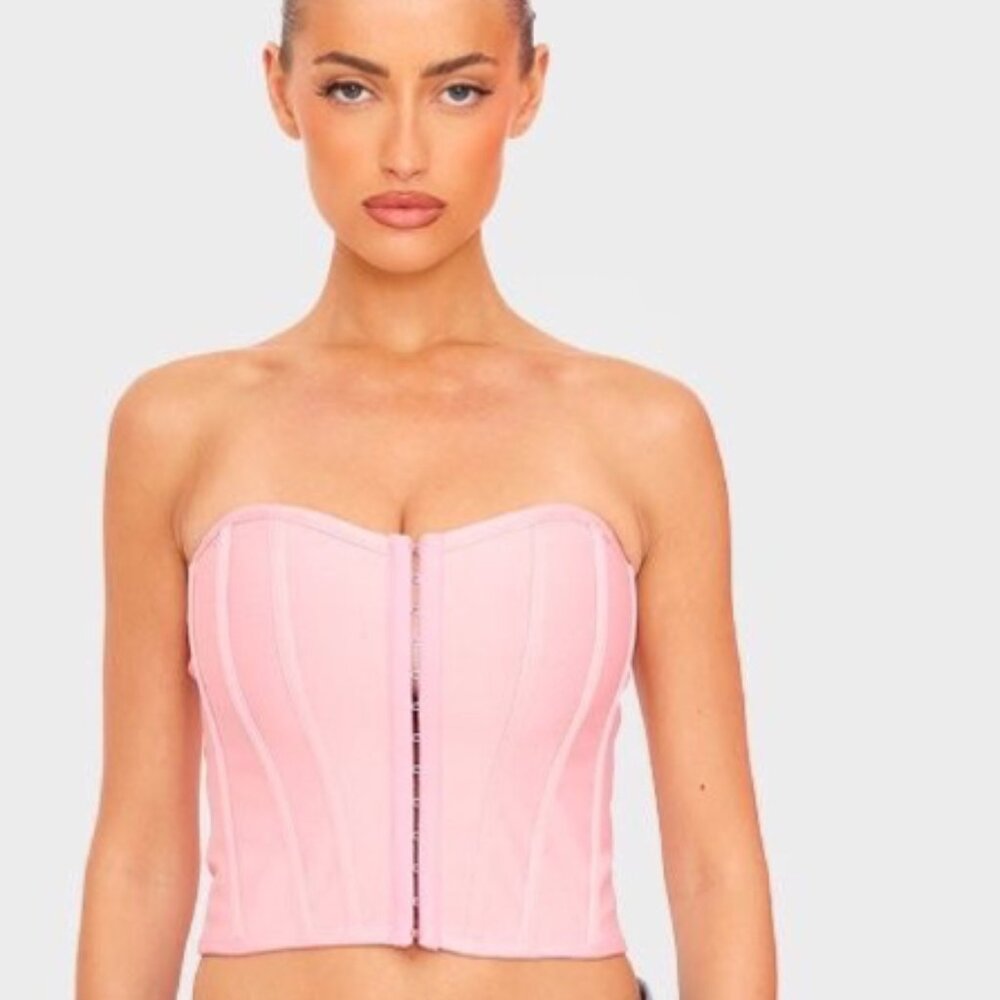 Dusty Pink Bandage Hook And Eye Structured Corset- NWT